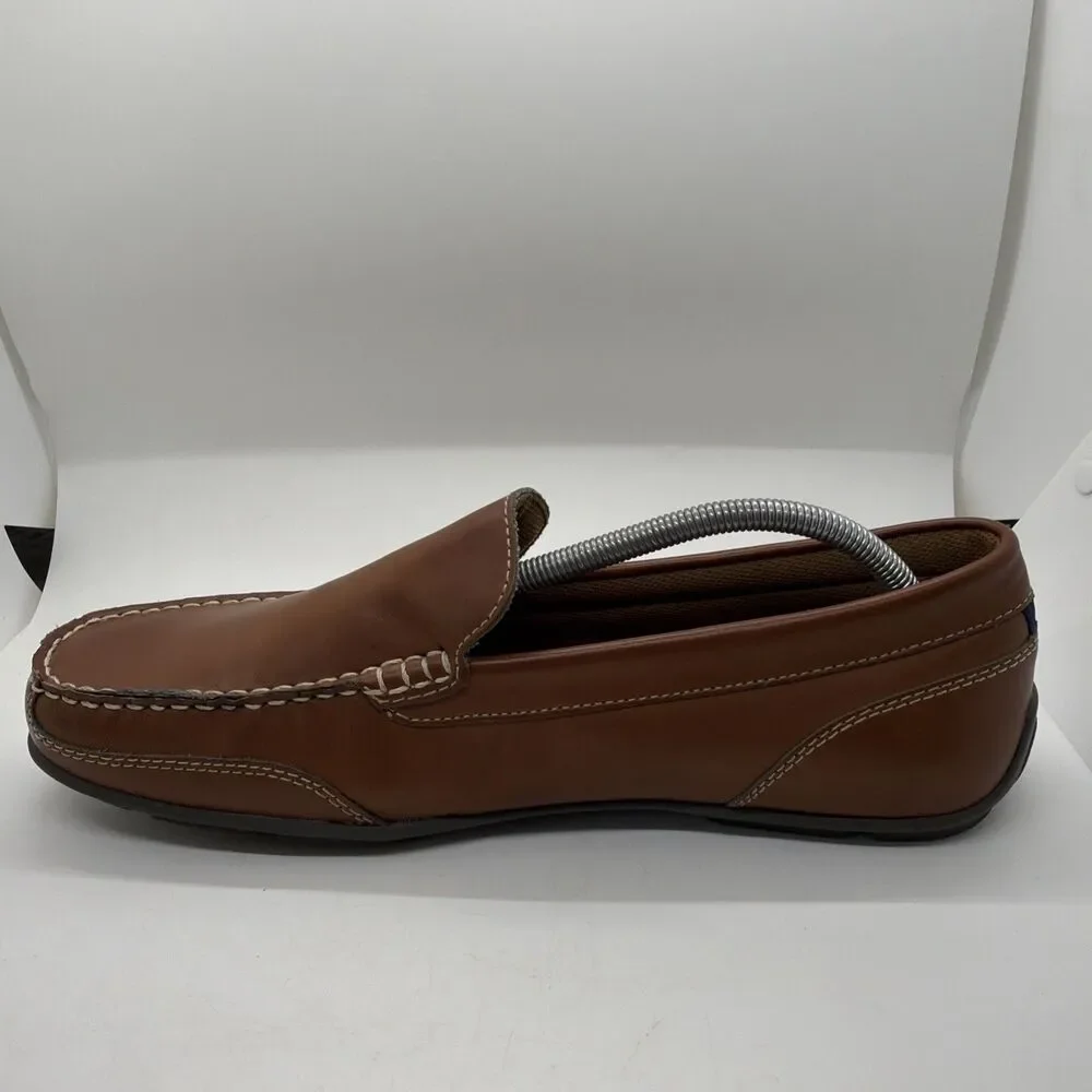 Tommy Hilfiger Mens Sz 10.5 Brown Leather Loafers Casual Comfort Slip On Shoes